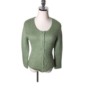 Amore Cardigan Women's Size Small Green Mohair Blend Sweater